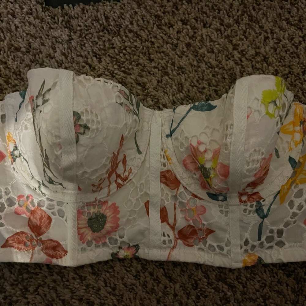 Aerie Floral Lace Crop Top - Multicolor
